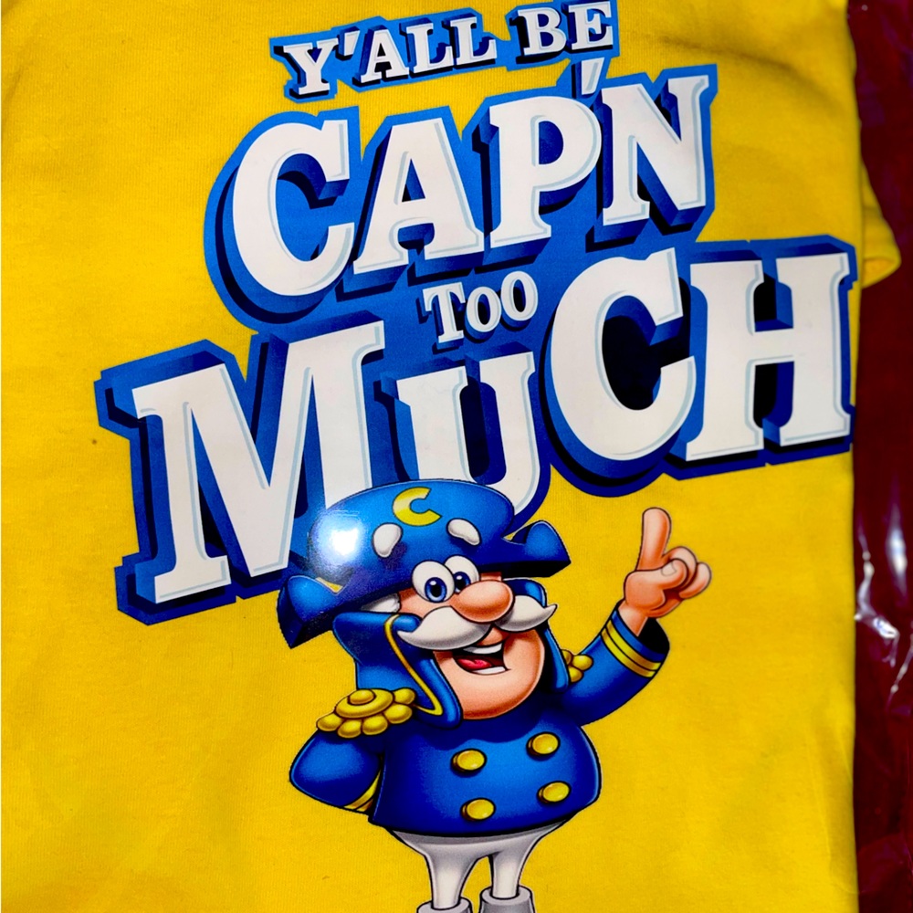 Yellow Custom “Y’all be Cap’n Too Much”
